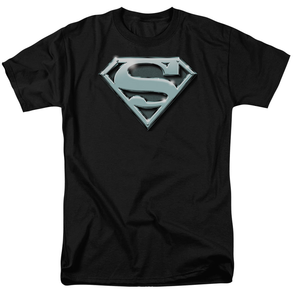 Superman - Chrome Shield - Short Sleeve Adult 18/1 - Black T-shirt
