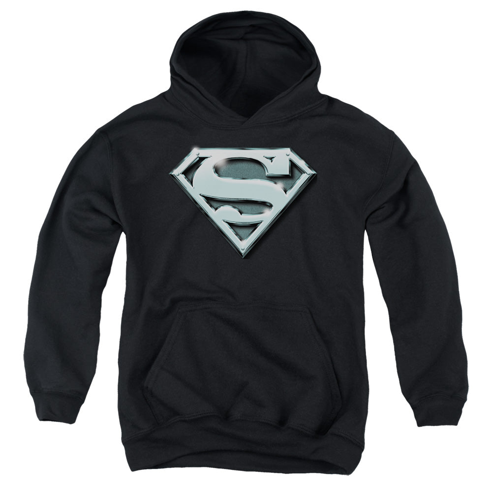 Superman - Chrome Shield - Youth Pull-over Hoodie - Black