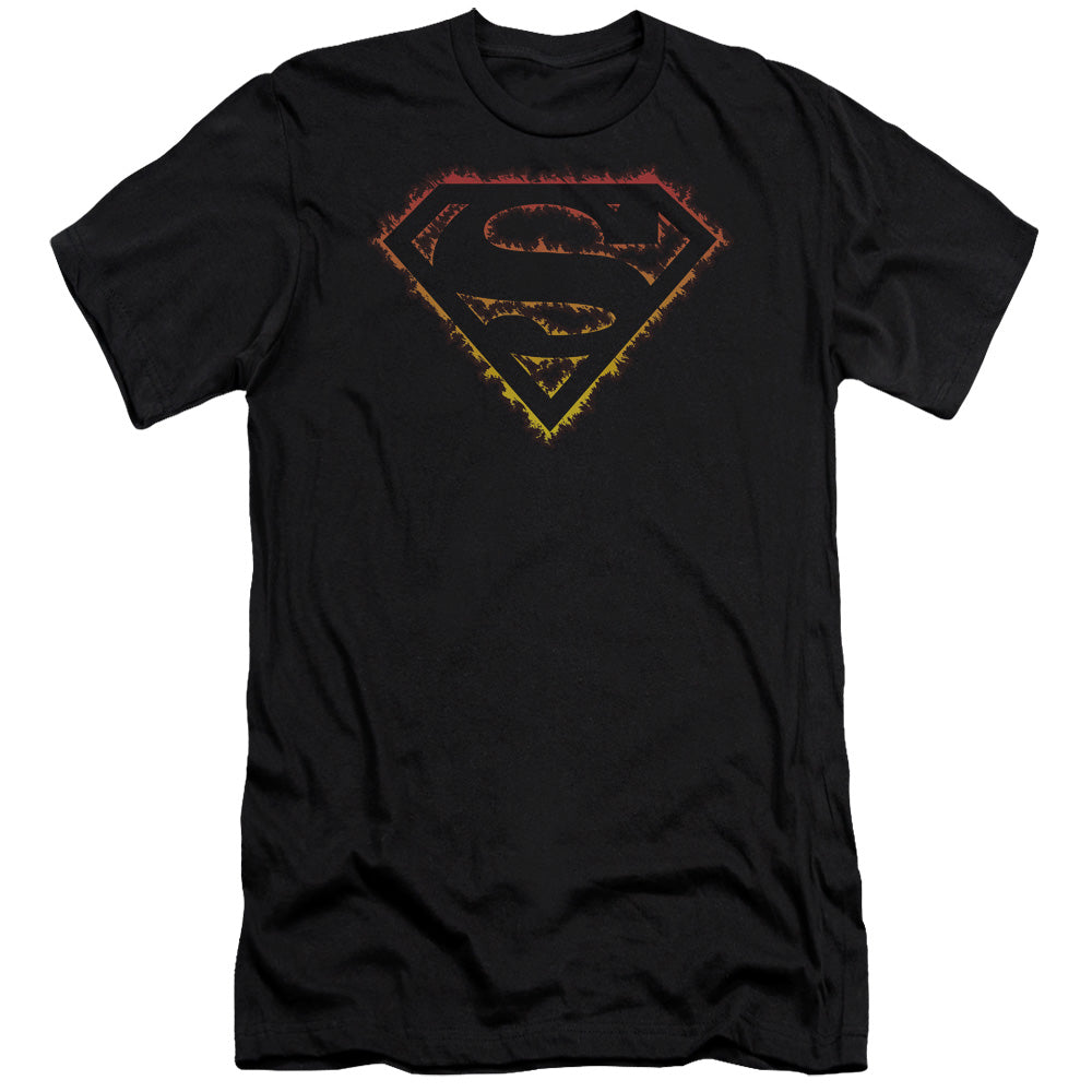 Superman - Flame Outlined Logo-premuim Canvas Adult Slim Fit 30/1 - Black