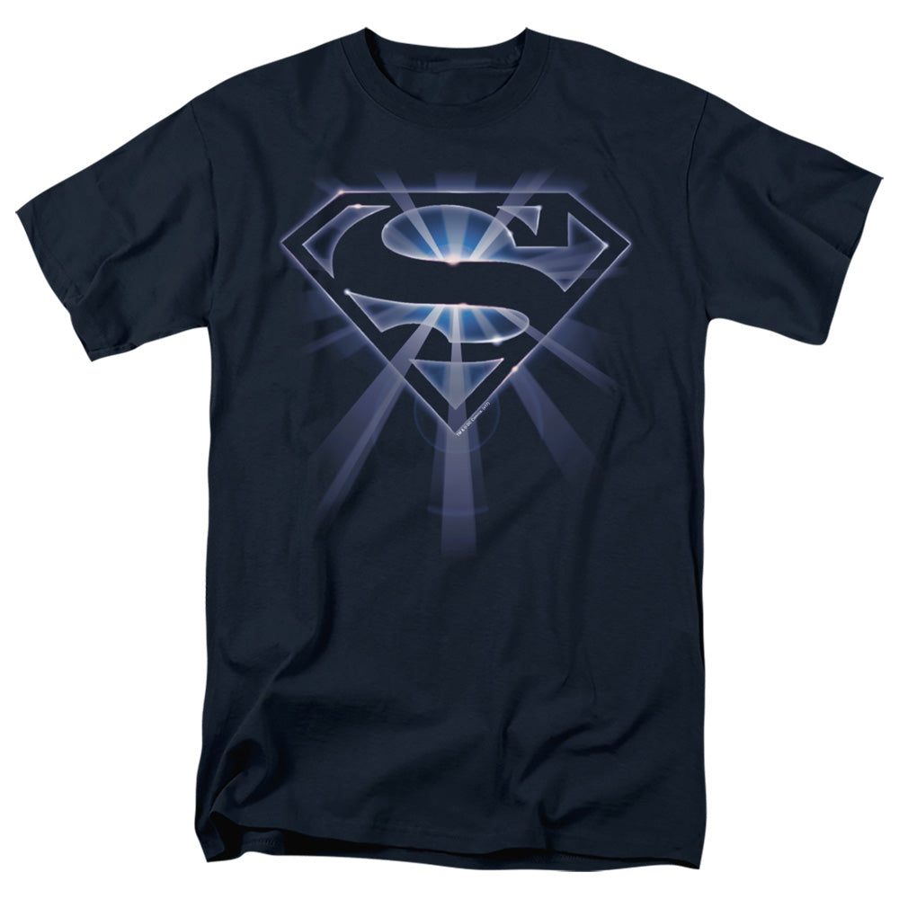 Superman - Glowing Shield - Short Sleeve Adult 18/1 - Navy T-shirt