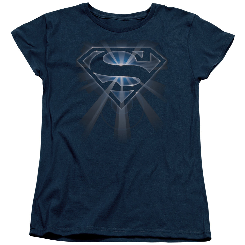 Superman - Glowing Shield - Short Sleeve Women"s Tee - Navy T-shirt