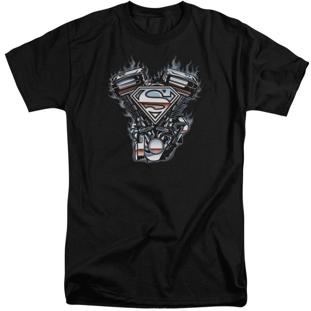 Superman - V Twin Logo - Short Sleeve Adult Tall - Black T-shirt