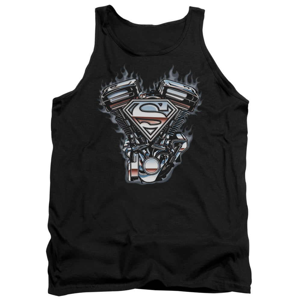 Superman - V Twin Logo - Adult Tank - Black