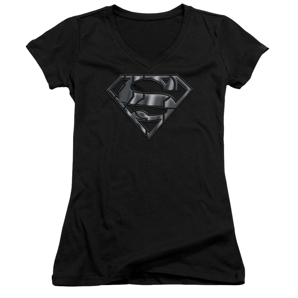 Superman - Mech Shield - Junior V-neck - Black