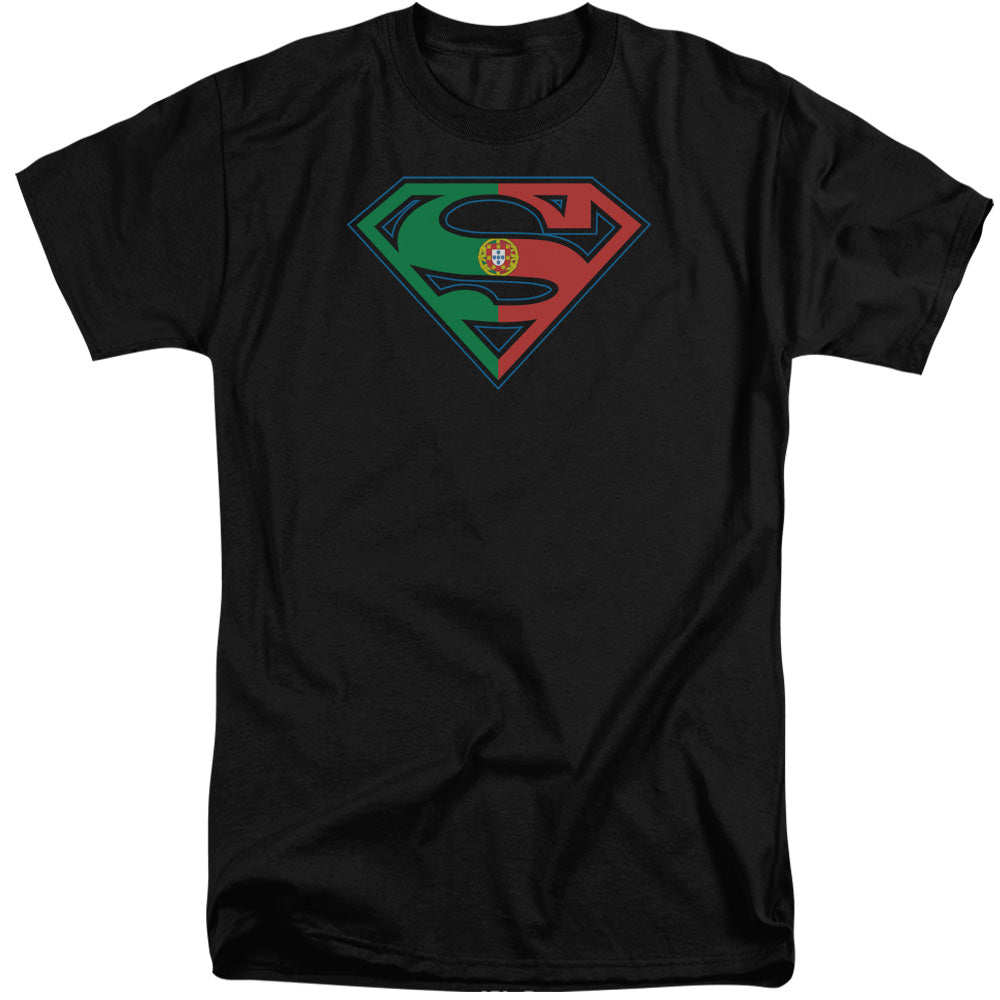 Superman - Portugal Shield - Short Sleeve Adult Tall - Black T-shirt