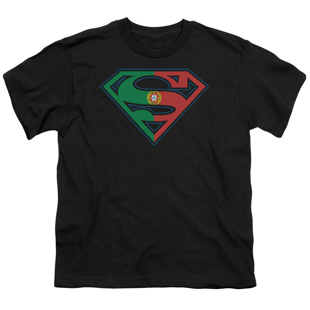 Superman - Portugal Shield - Short Sleeve Youth 18/1 - Black T-shirt