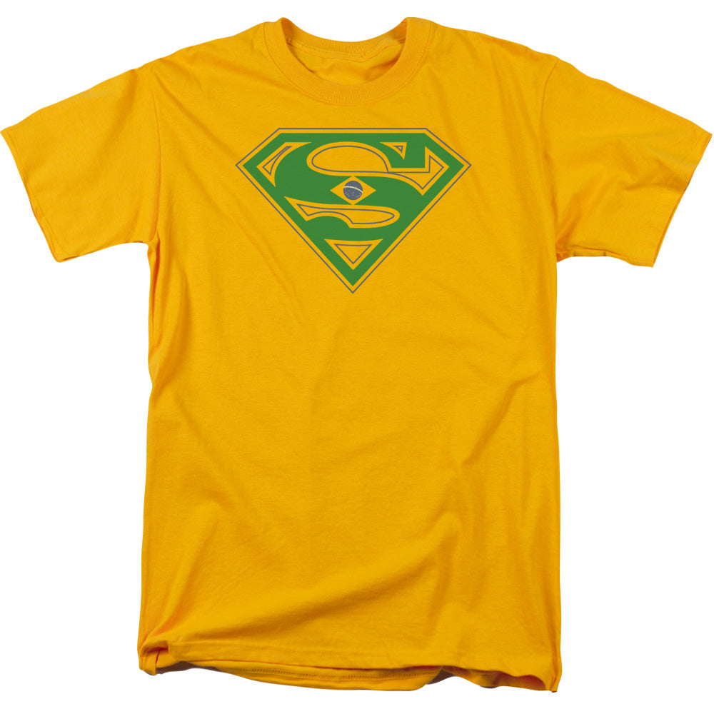 Superman - Brazil Shield - Short Sleeve Adult 18/1 - Gold T-shirt