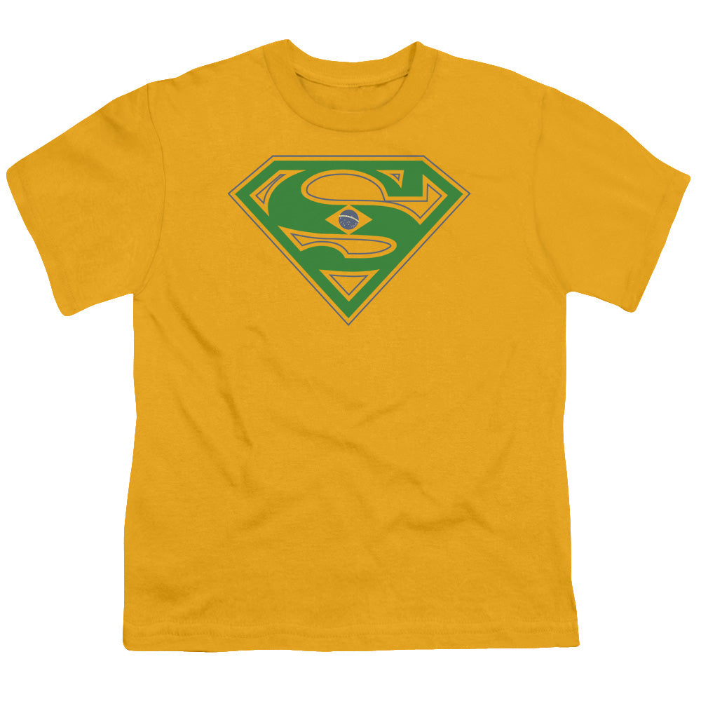 Superman - Brazil Shield - Short Sleeve Youth 18/1 - Gold T-shirt