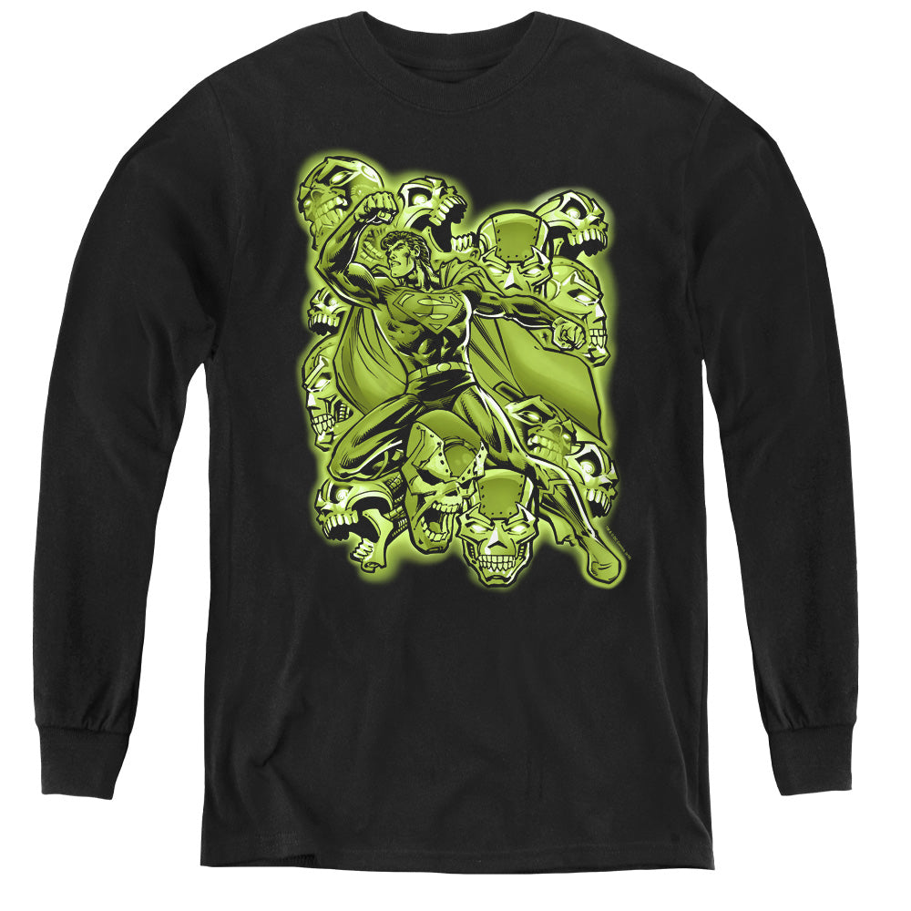 Superman Metallo Mayhem - Youth Long Sleeve Tee - Black