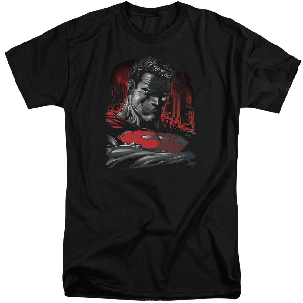 Superman - Man Of Steel - Short Sleeve Adult Tall - Black T-shirt