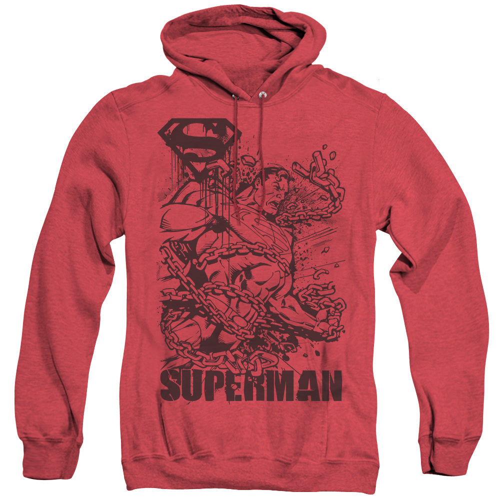 Superman - Breaking Chains - Adult Heather Hoodie - Red