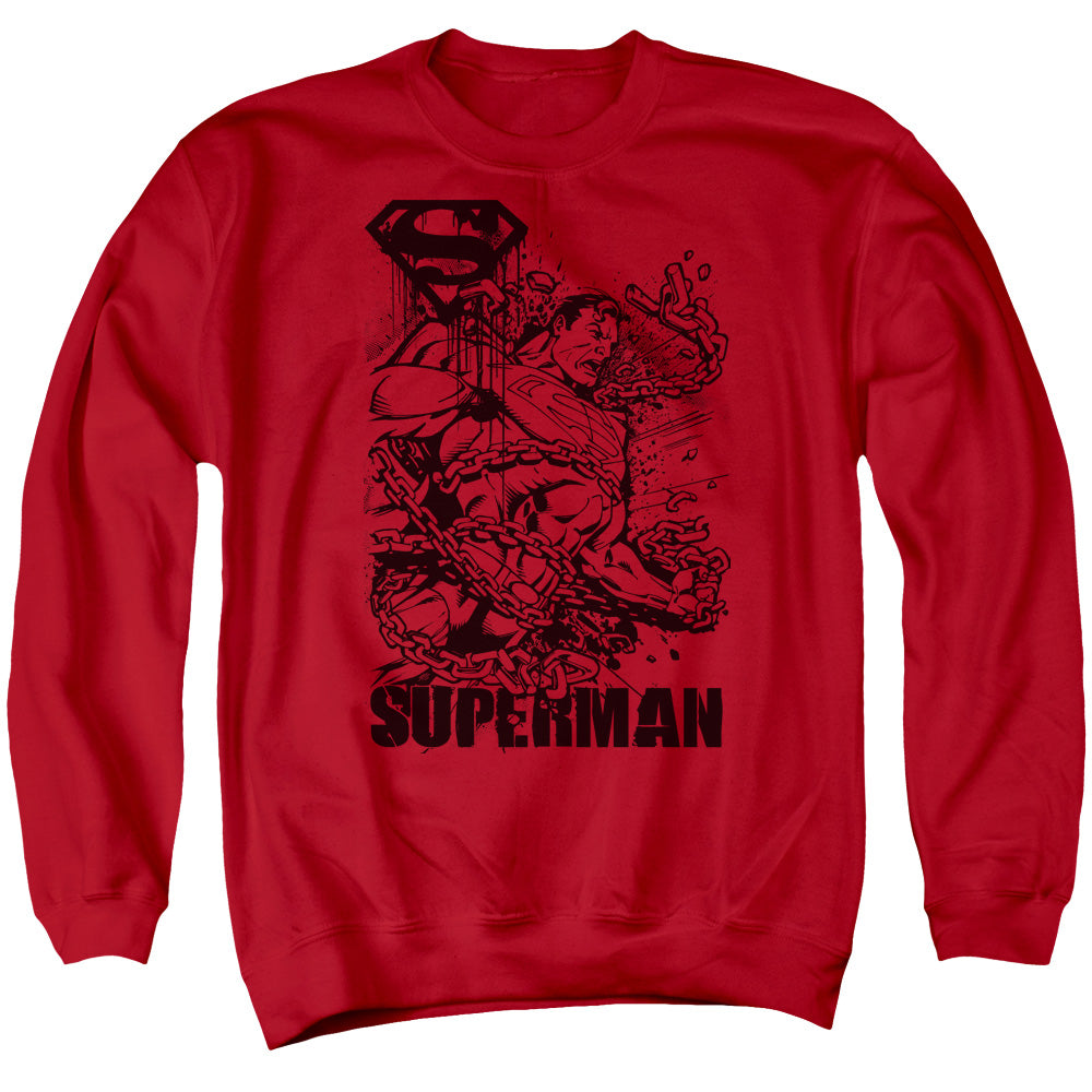 Superman - Breaking Chains - Adult Crewneck Sweatshirt - Red