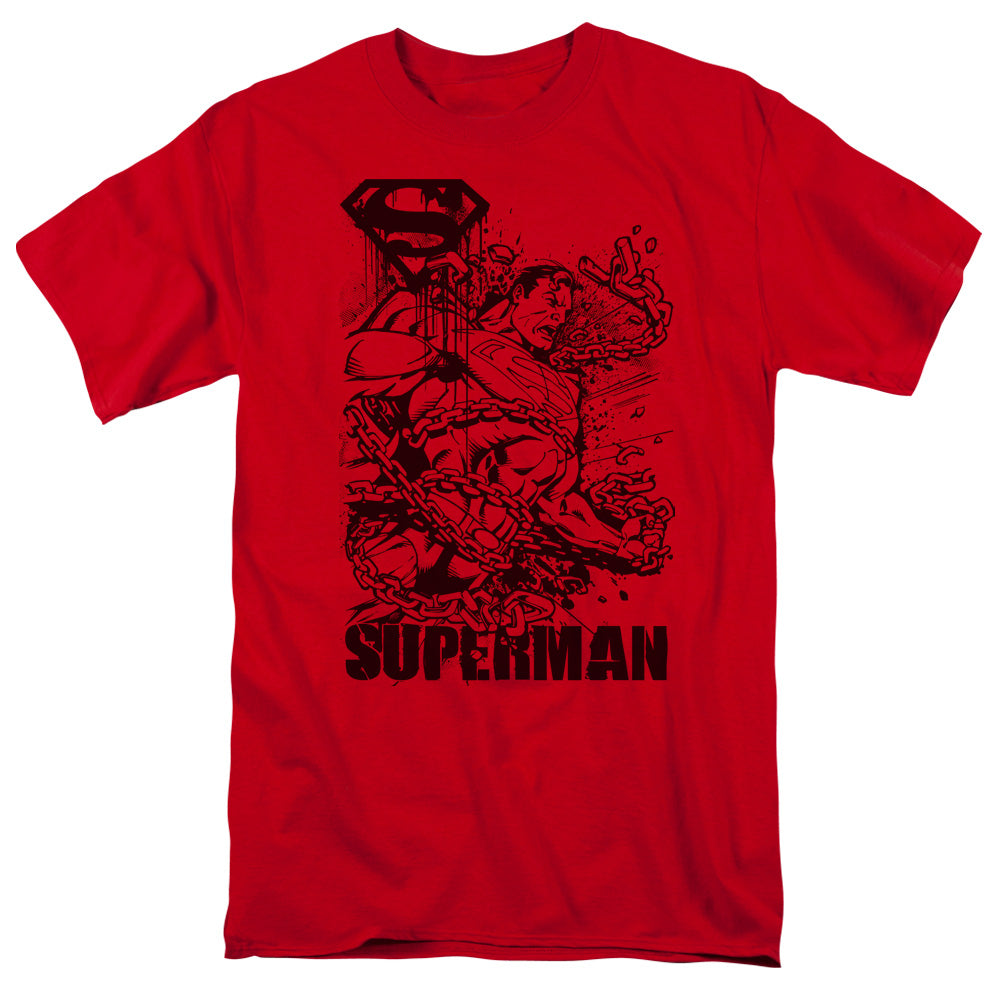 Superman - Breaking Chains - Short Sleeve Adult 18/1 - Red T-shirt