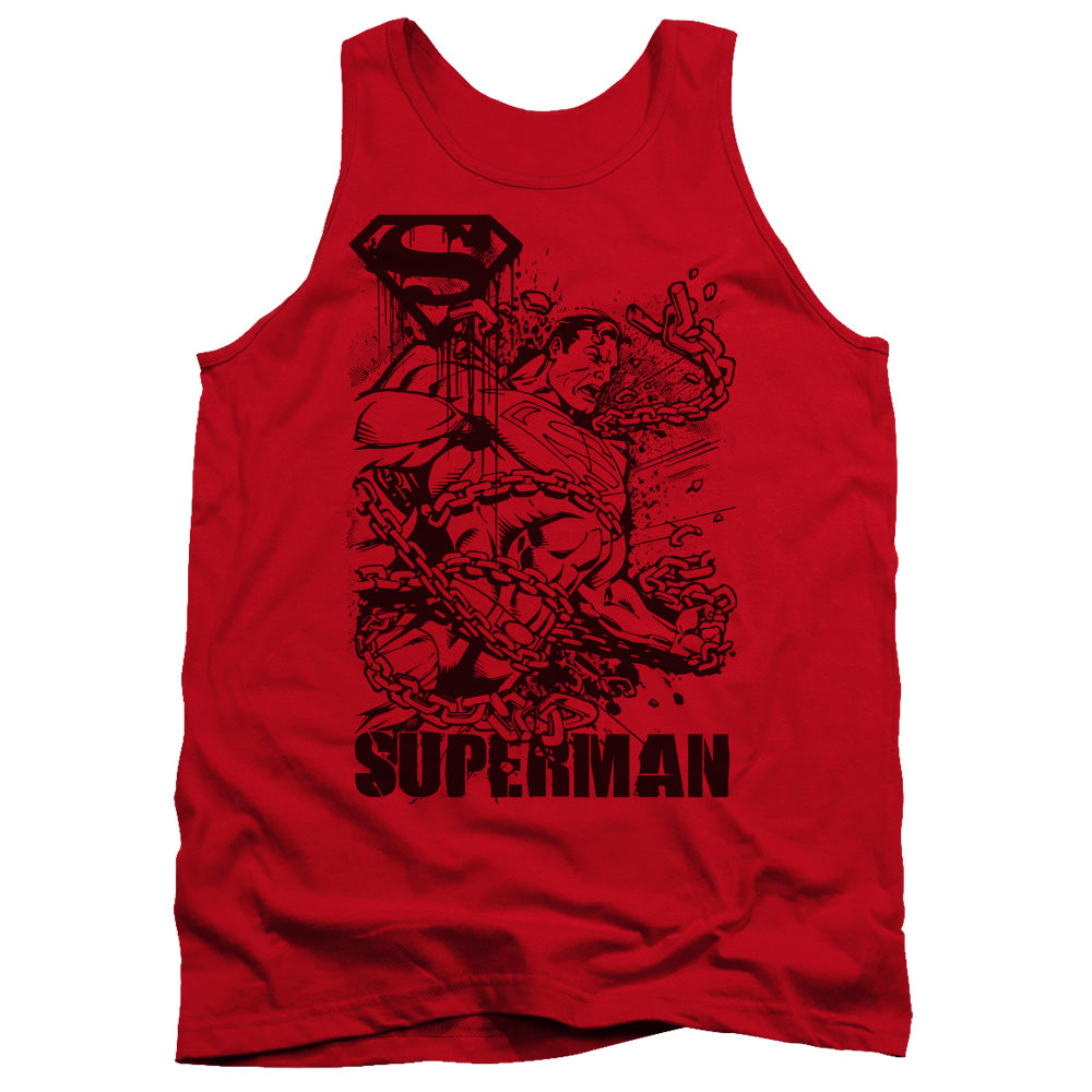 Superman - Breaking Chains - Adult Tank - Red