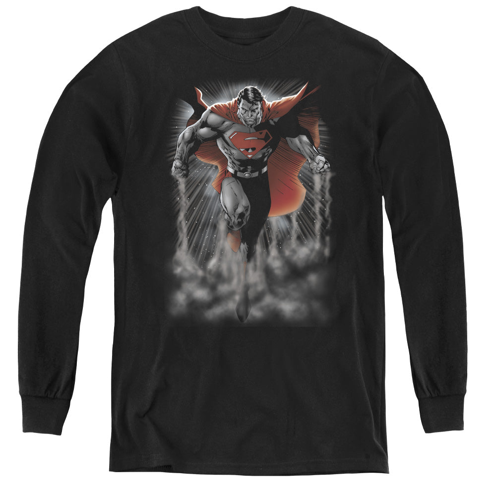 Superman - Above The Clouds - Youth Long Sleeve Tee - Black