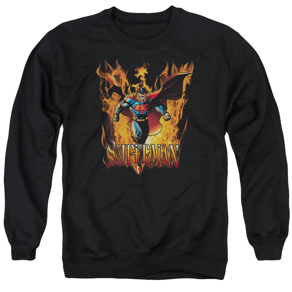 Superman - Through The Fire - Adult Crewneck Sweatshirt - Black