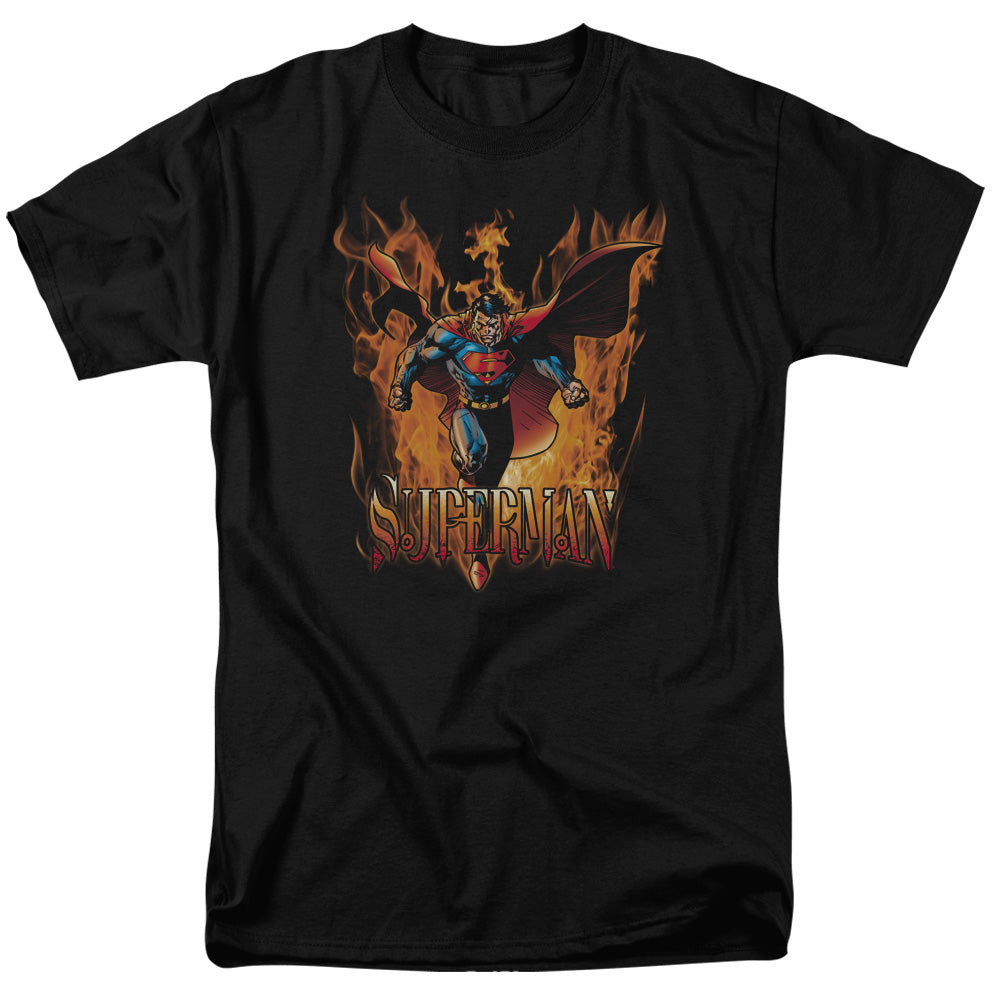 Superman - Through The Fire - Short Sleeve Adult 18/1 - Black T-shirt
