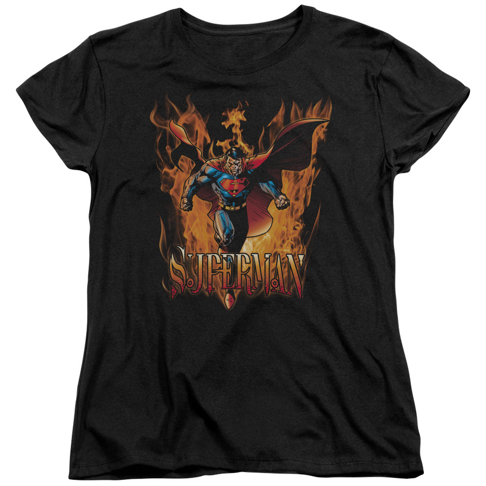 Superman - Through The Fire - Short Sleeve Womens Tee - Black T-shirt