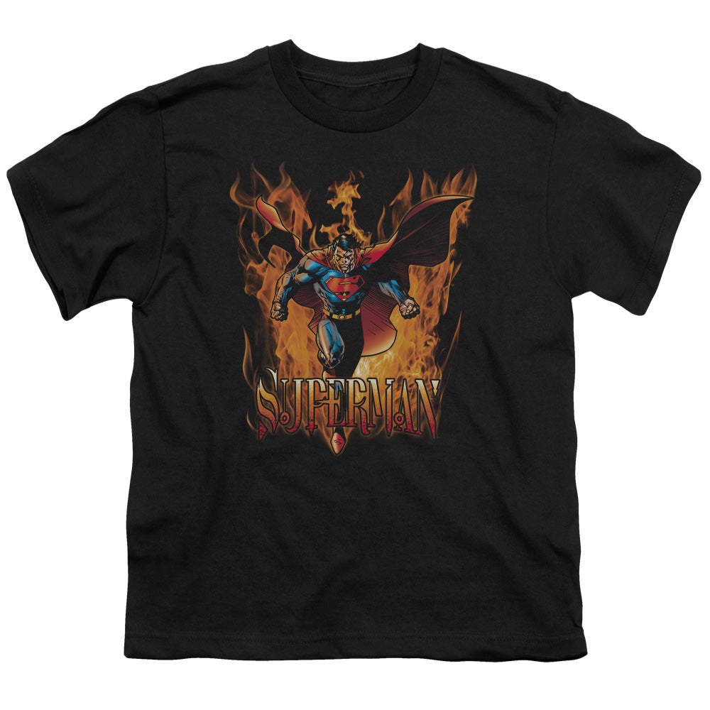 Superman - Through The Fire - Short Sleeve Youth 18/1 - Black T-shirt