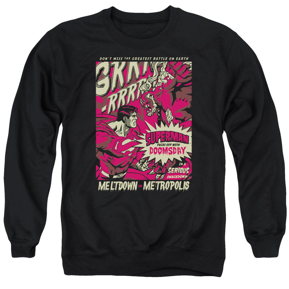 Superman - Metropolis Meltdown - Adult Crewneck Sweatshirt - Black
