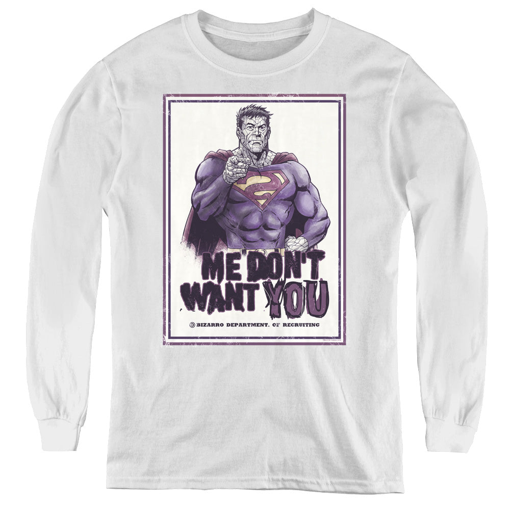 Superman Dont Want You - Youth Long Sleeve Tee - White