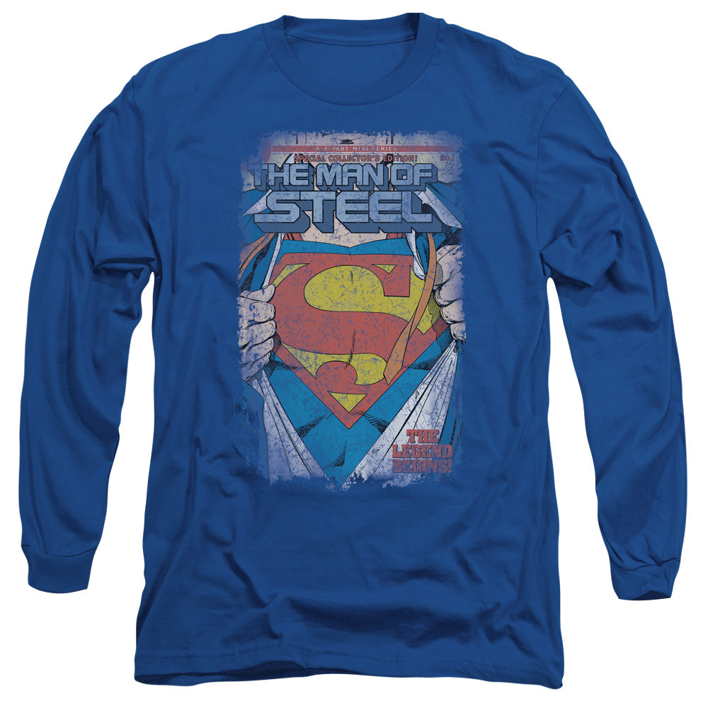 Superman - Legendary - Long Sleeve Adult 18/1 - Royal Blue T-shirt