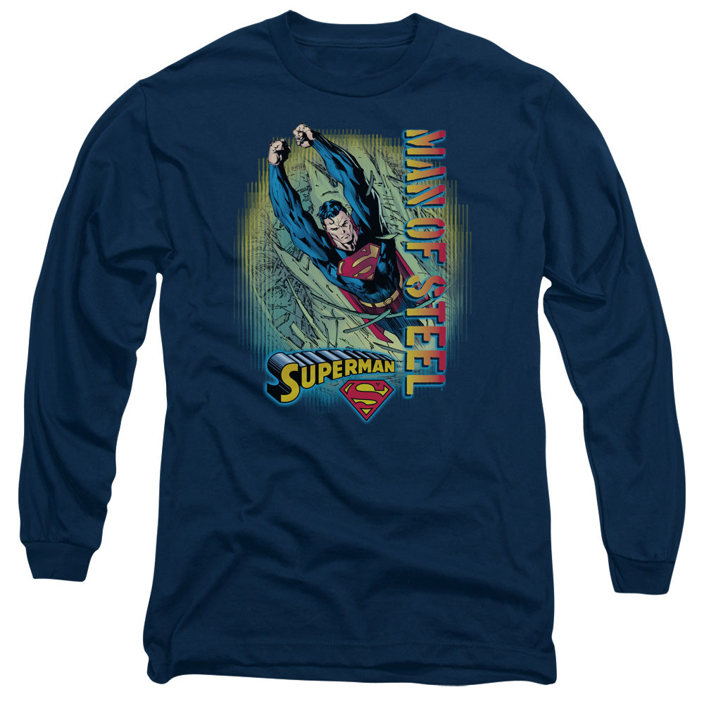 Superman - Breakthrough - Long Sleeve Adult 18/1 - Navy T-shirt