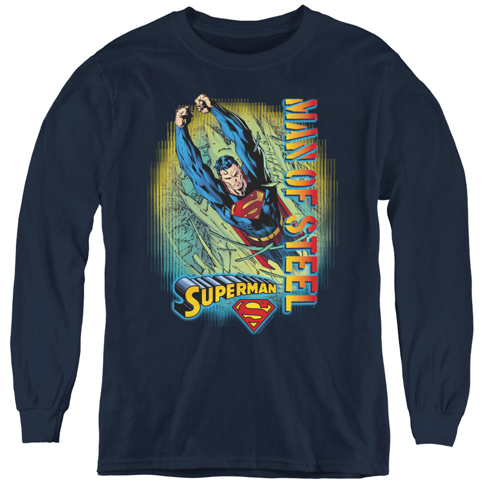 Superman - Breakthrough - Youth Long Sleeve Tee - Navy