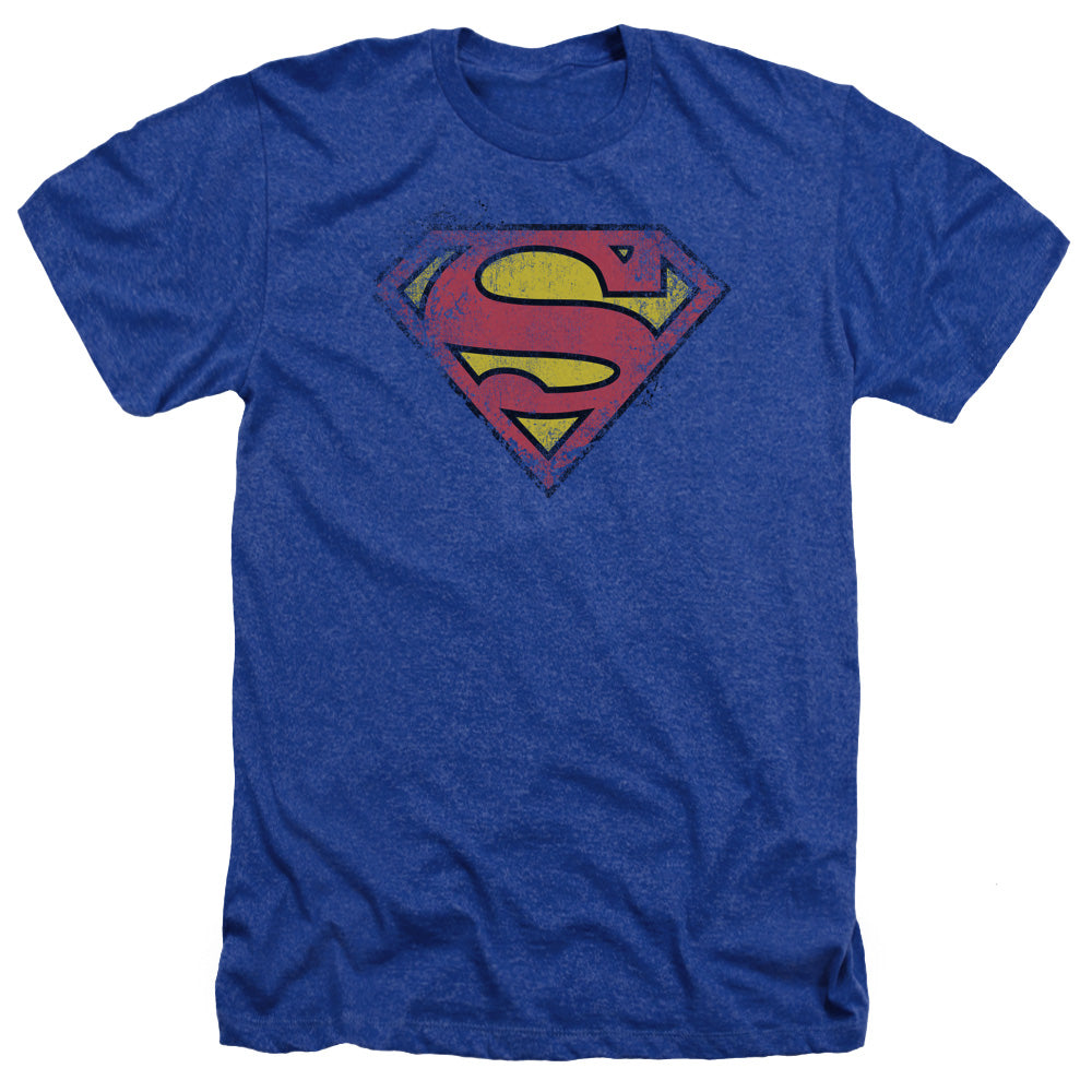 Superman - Destroyed Supes Logo - Adult Heather - Royal Blue