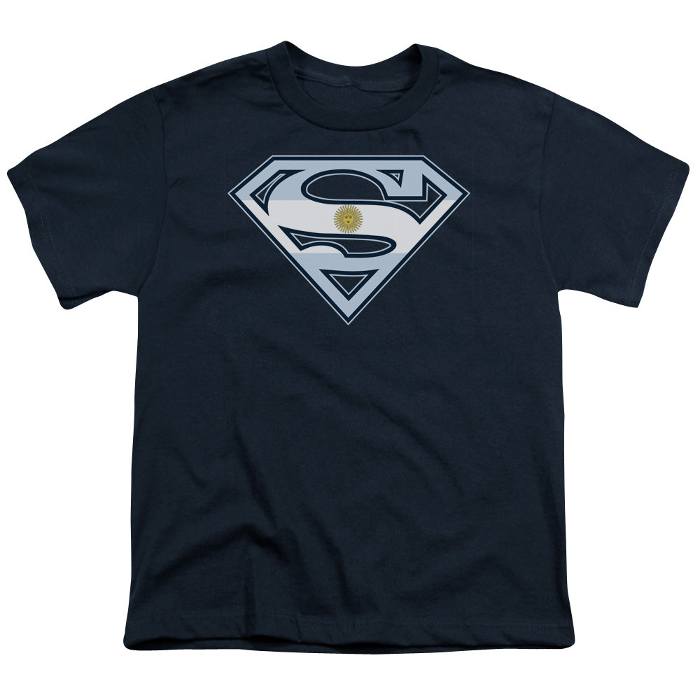 Superman - Argentinian Shield - Short Sleeve Youth 18/1 - Navy T-shirt