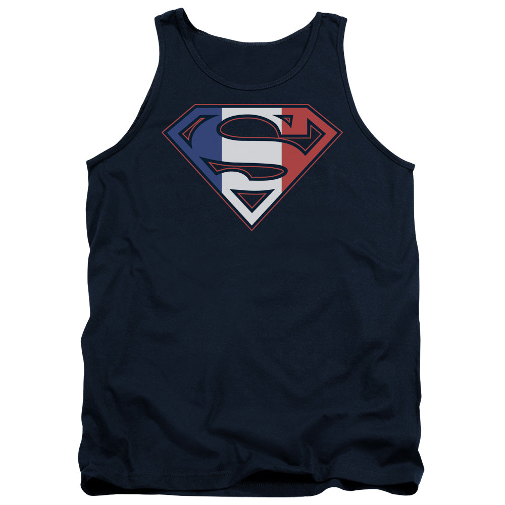 Superman - French Shield - Adult Tank - Navy