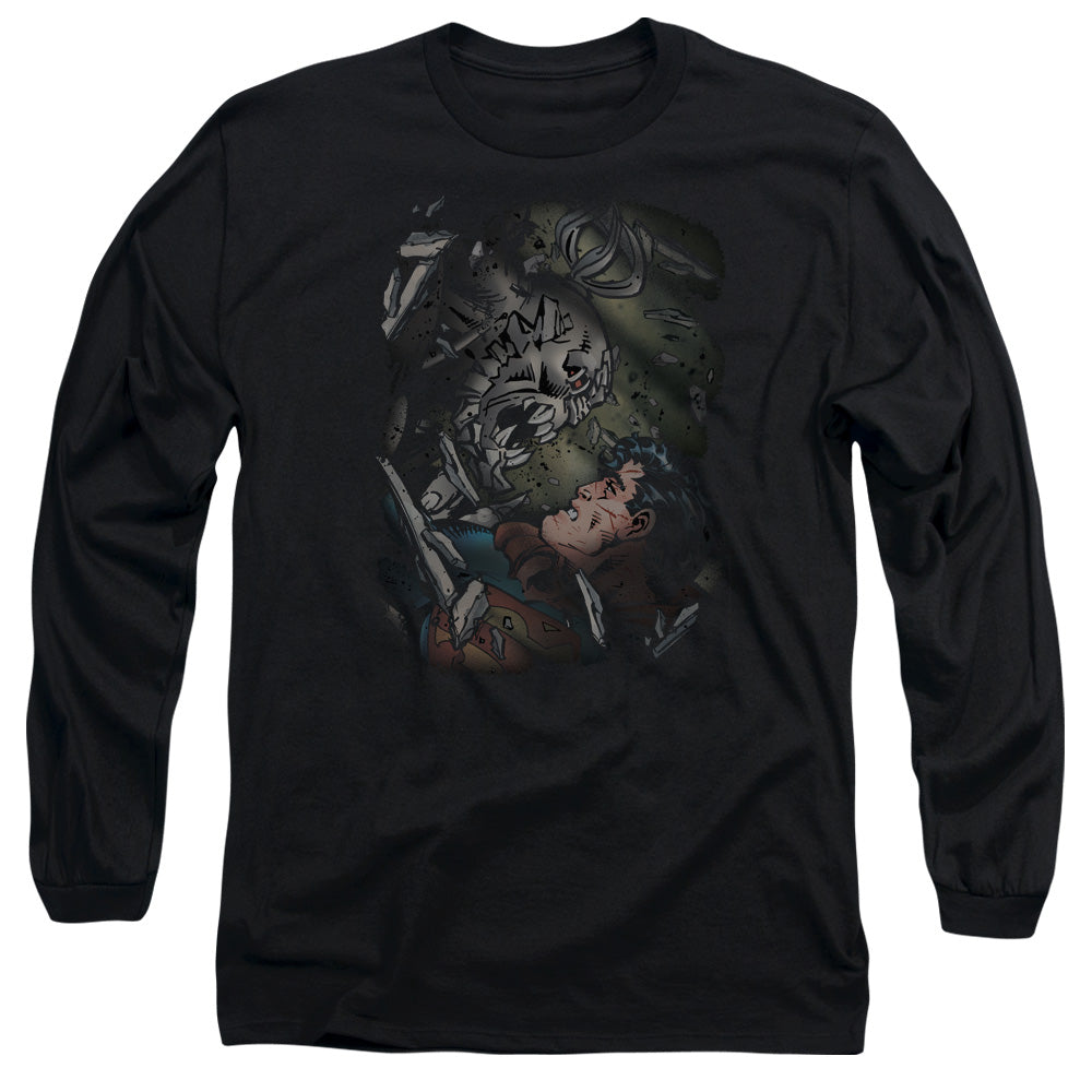 Superman - Epic Battle - Long Sleeve Adult 18/1 - Black T-shirt