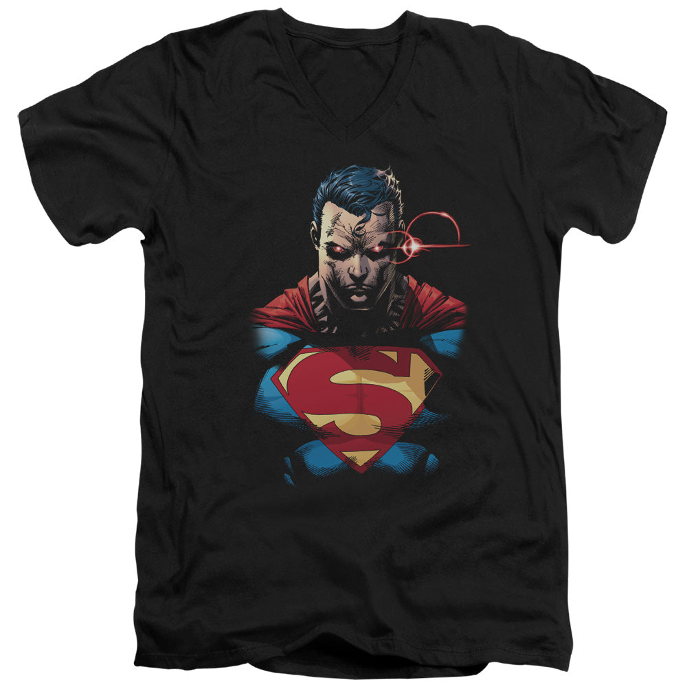 Superman - Displeased - Short Sleeve Adult V-neck 30/1 - Black T-shirt