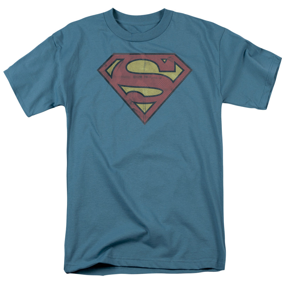 Superman - Gritty Shield - Short Sleeve Adult 18/1 - Slate T-shirt