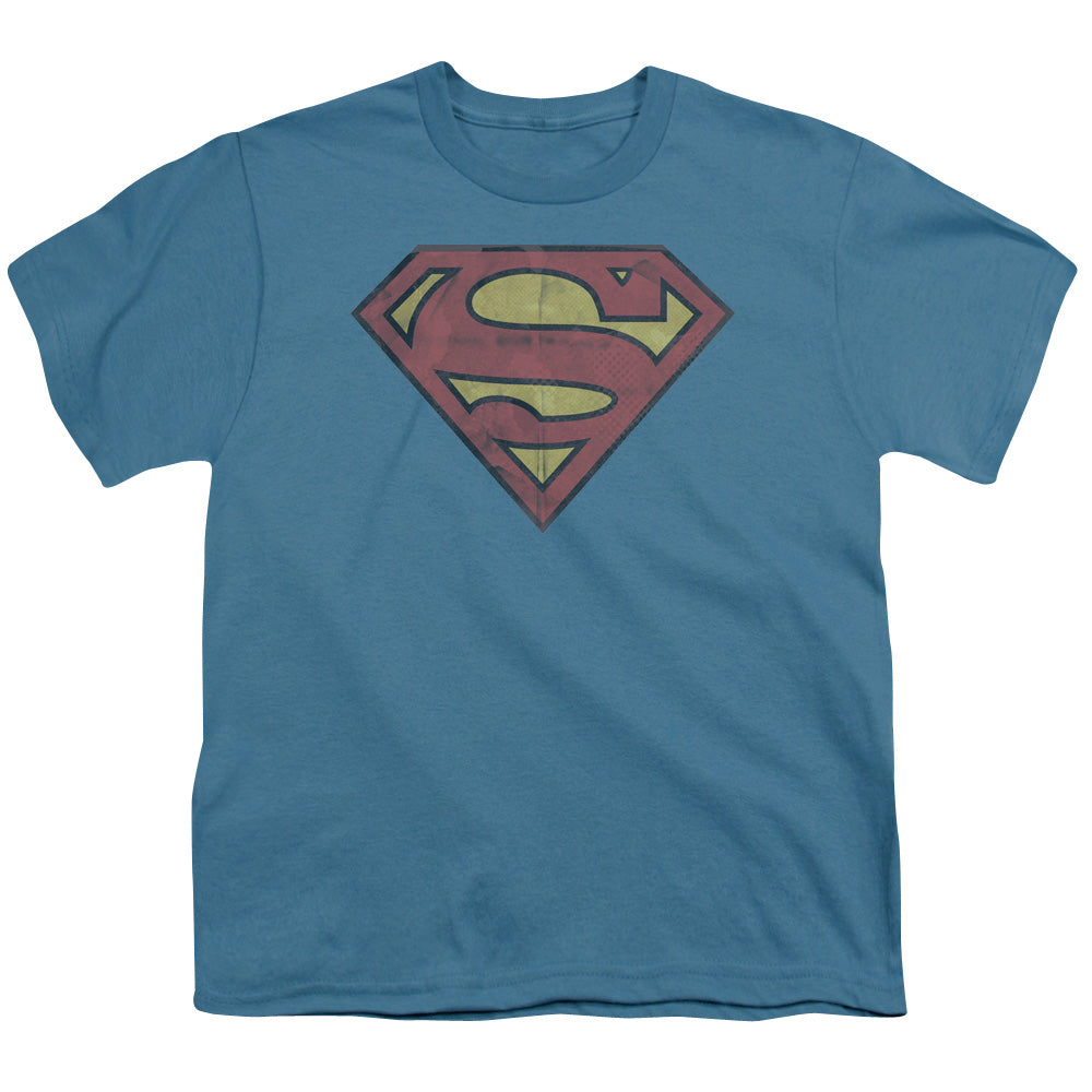 Superman - Gritty Shield - Short Sleeve Youth 18/1 - Slate T-shirt