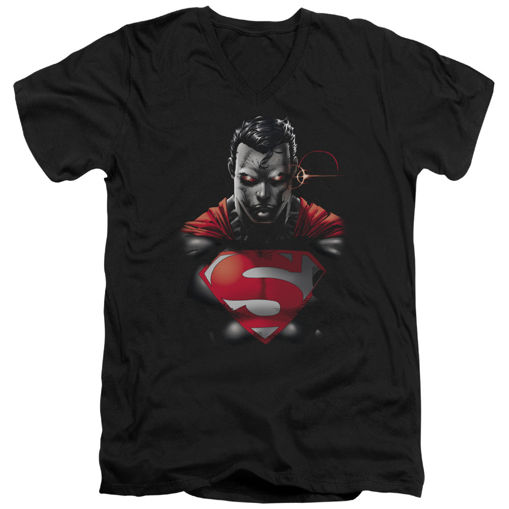 Superman - Heat Vision Charged - Short Sleeve Adult V-neck - Black T-shirt