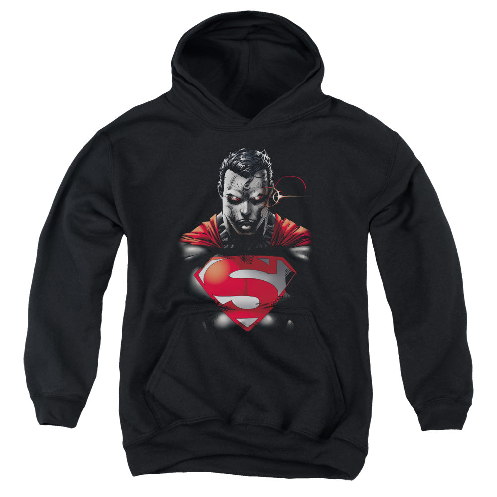 Superman Heat Vision Charged-youth Pull-over Hoodie - Black