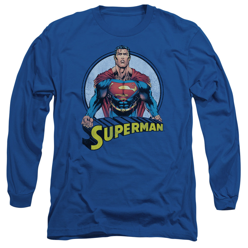 SUPERMAN FLYING HIGH AGAIN - L/S ADULT 18/1 - ROYAL BLUE T-Shirt