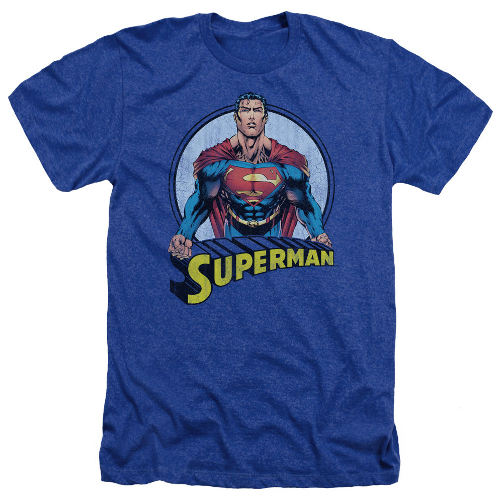 Superman - Flying High Again - Adult Heather - Royal Blue