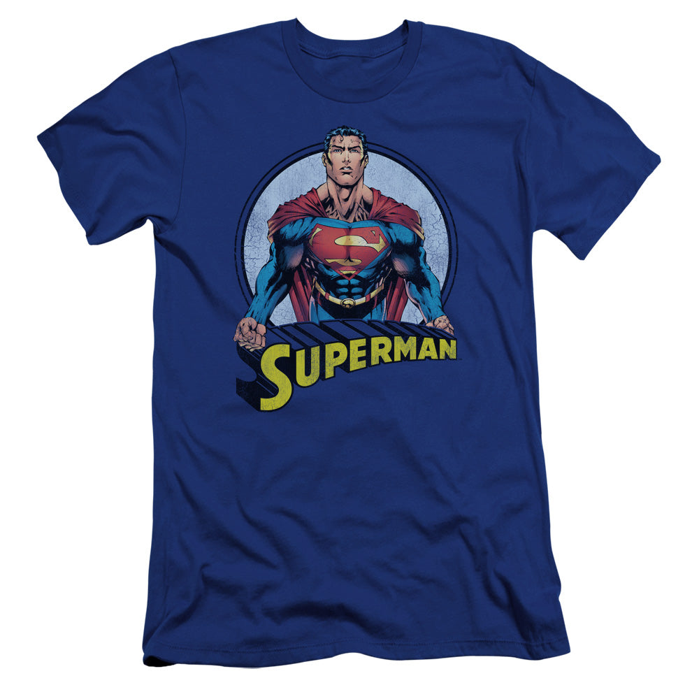 Superman - Flying High Again-premuim Canvas Adult Slim Fit 30/1 - Royal Blue