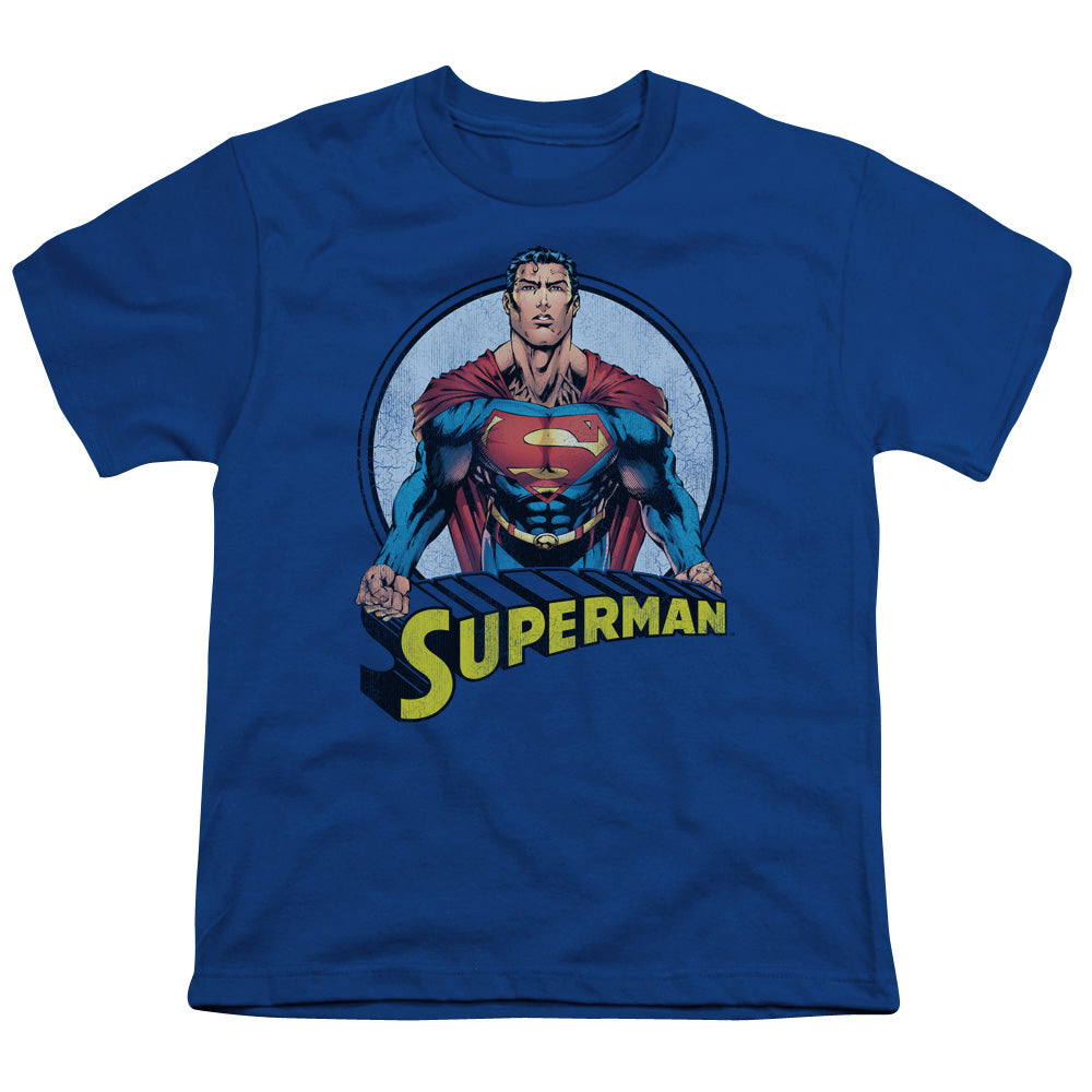 Superman - Flying High Again - Short Sleeve Youth 18/1 - Royal Blue T-shirt
