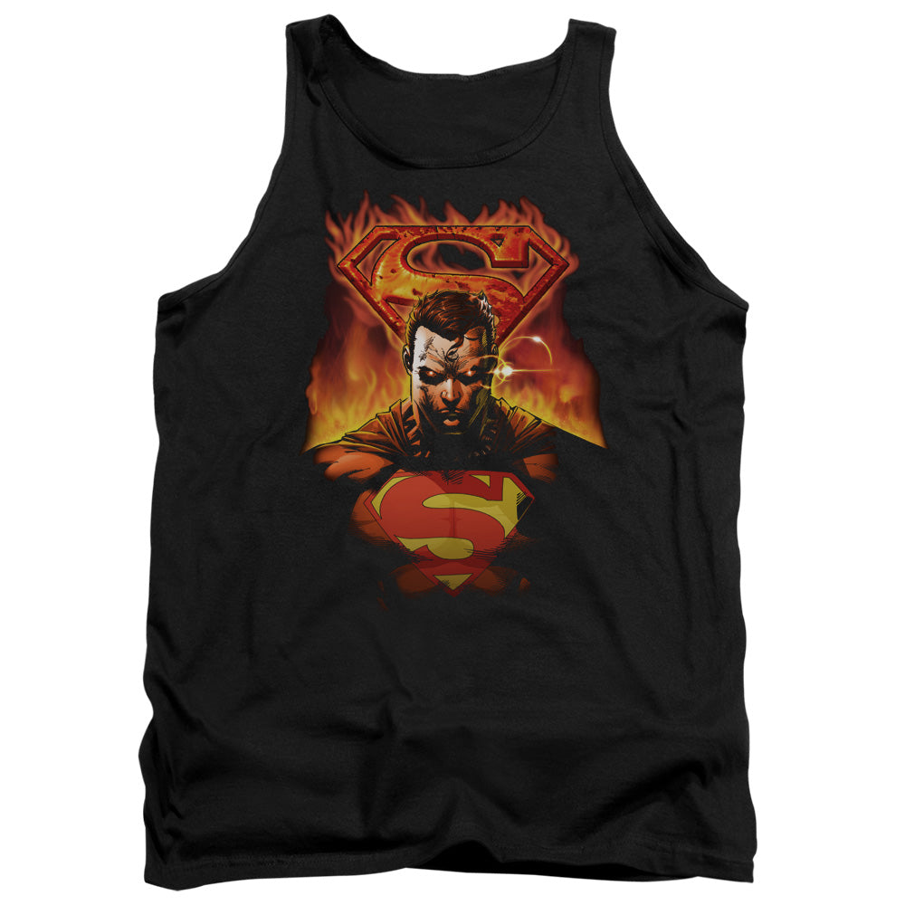 Superman Man On Fire - Adult Tank - Black