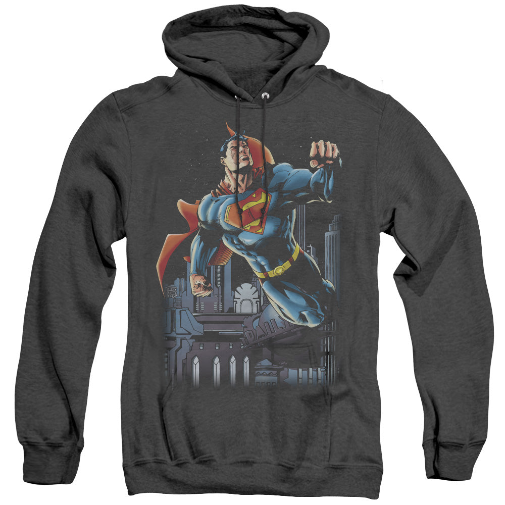Superman - Night Fight - Adult Heather Hoodie - Black