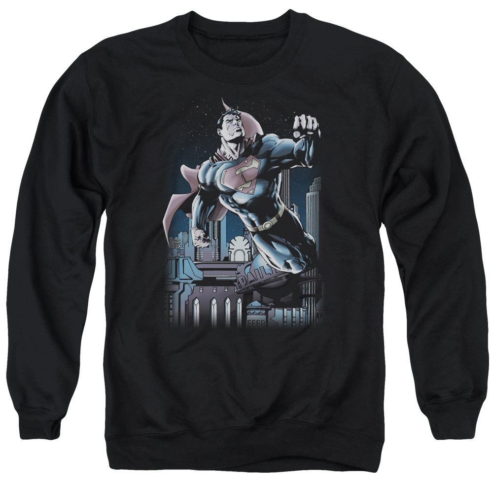Superman - Night Fight - Adult Crewneck Sweatshirt - Black