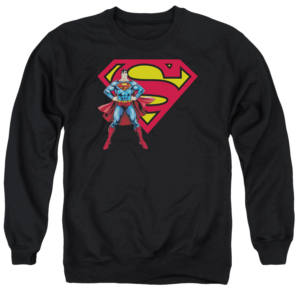 Superman - Superman & Logo - Adult Crewneck Sweatshirt - Black