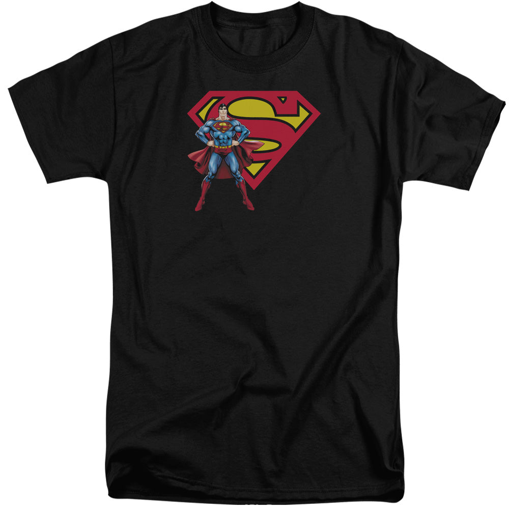 Superman - Superman & Logo - Short Sleeve Adult Tall - Black T-shirt
