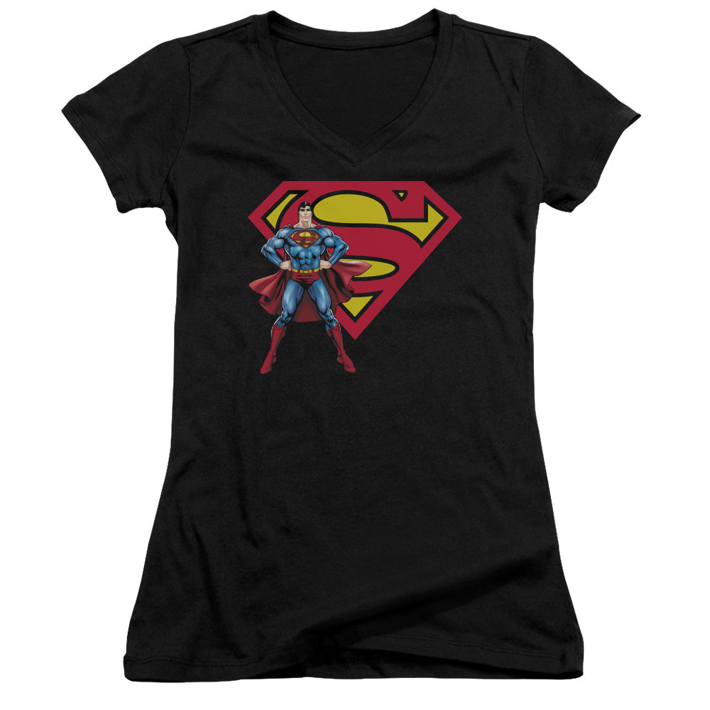 Superman - Superman & Logo - Junior V-neck - Black