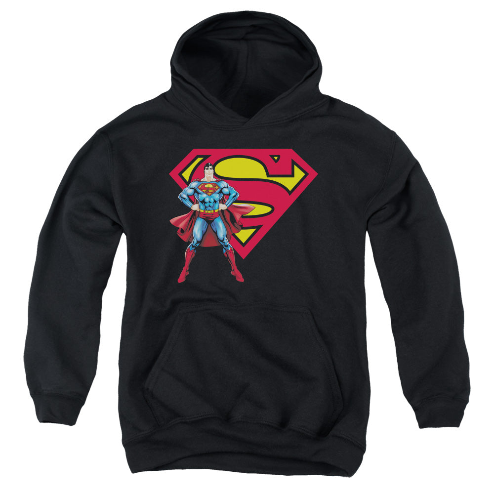 Superman Superman & Logo-youth Pull-over Hoodie - Black