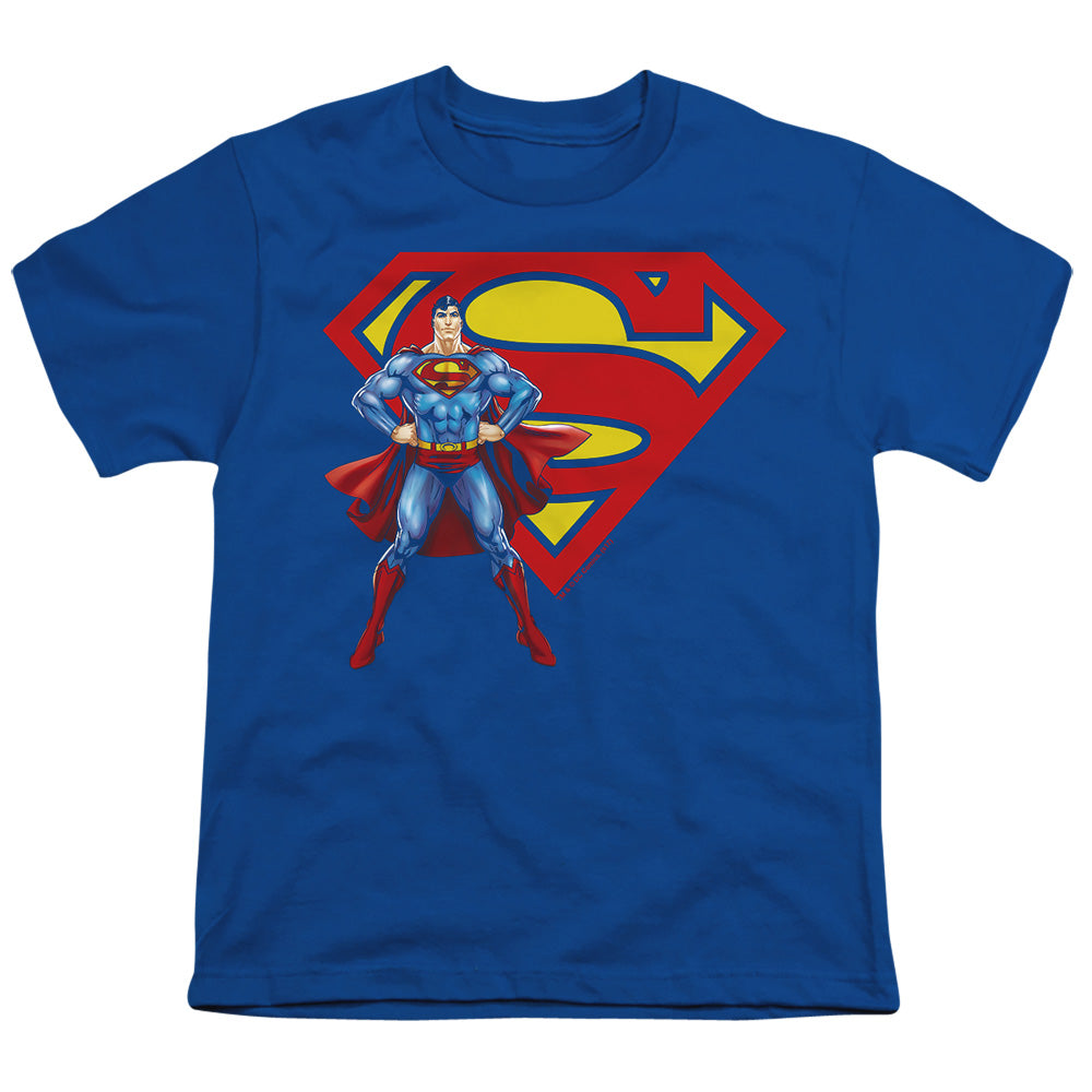Superman - Superman & Logo - Short Sleeve Youth 18/1 - Black T-shirt
