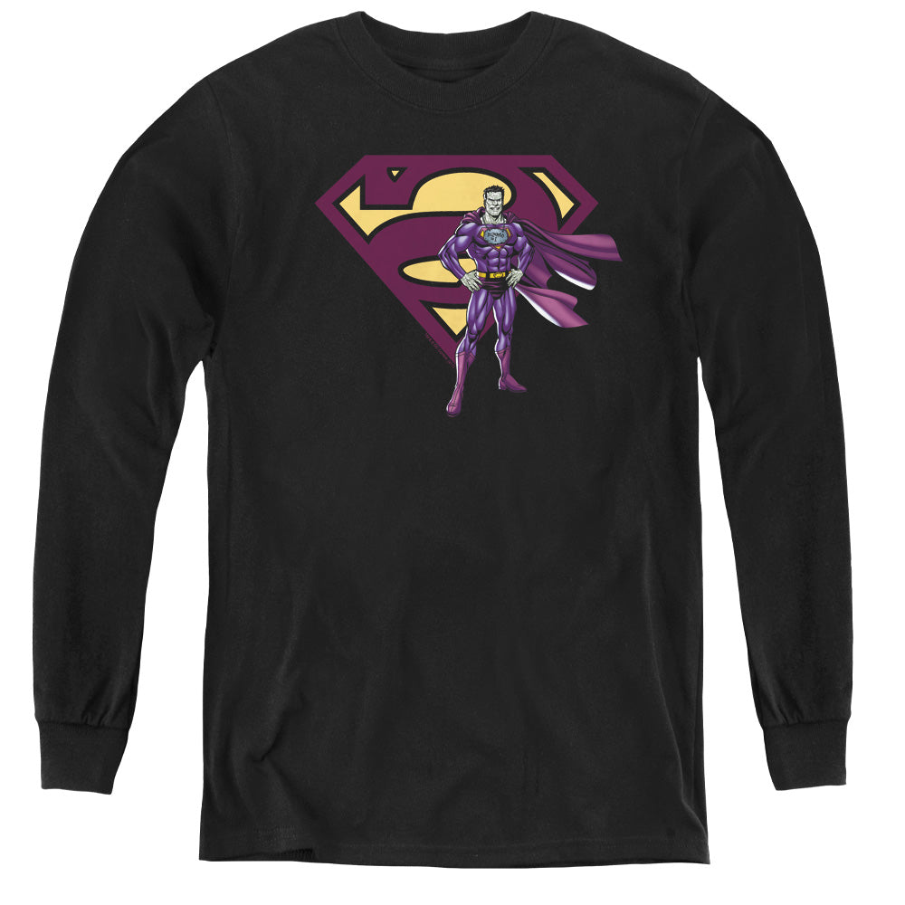 Superman - Bizarro & Logo - Youth Long Sleeve Tee - Black